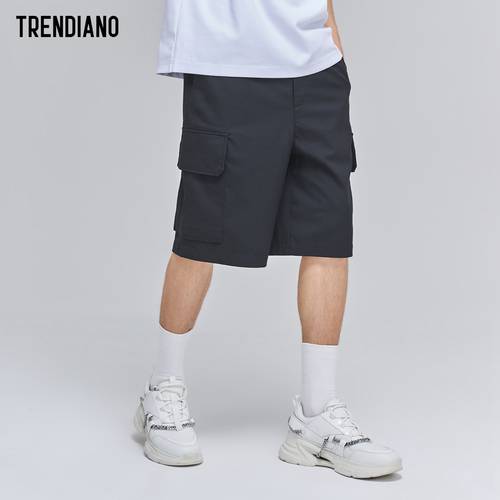 【7 겹 】TRENDIANO 트렌디 유행 브랜드 가을 남성의류 유행 루즈핏 캐주얼 카고팬츠 와이드 팬츠 반바지 숏팬츠