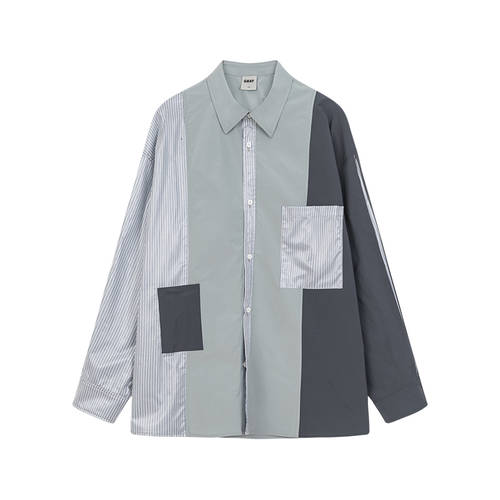 GRAY bosie 가을 새로운 길이 소매 셔츠 남성용 커플 조합 줄무늬 스트라이프 패션 트렌드 여성용 루즈핏 셔츠 패션 트랜드 1004C