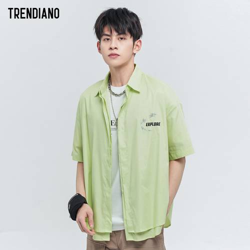 TRENDIANO 트렌디 유행 브랜드  신제품 신상 써머 여름용 남성의류 셔츠 면 짧은 소매 셔츠 남성용 3RC2012540