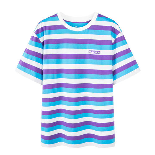 SEMIR 반팔 티셔츠 T셔츠 남성  써머 여름용 신제품 신상 두꺼운 스트립 무늬 유니크 스타일리쉬한 디자인 라운드 넥 셔츠 컬러매칭 루즈핏 상의