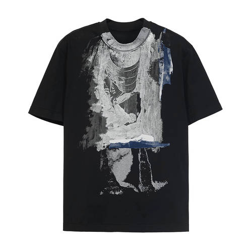 【 백화점 동일상품 】 속기사 남성의류  가을 새로운 생성물 티셔츠 T셔츠 패션 트렌드 프린팅 루즈핏 반팔 9K7610050