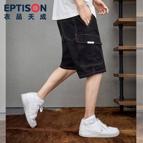EPTISON  써머 여름용 신제품 신상 남성 데님 바지 스트레이트 핏 청년 유행 루즈핏 5부 바지 캐주얼 반바지