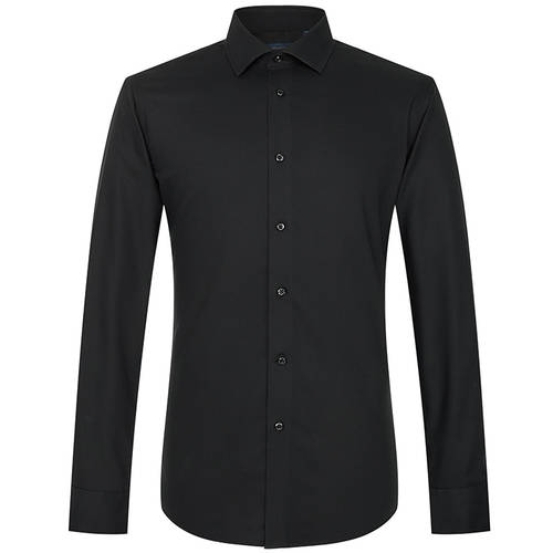 SAINT ANGELO 신사용 남성용 신제품 신상 워시앤드웨어 블랙 비즈니스 긴 소매 긴팔 셔츠 순면 슬림핏 깔끔한 색상 슬림핏 정장 셔츠