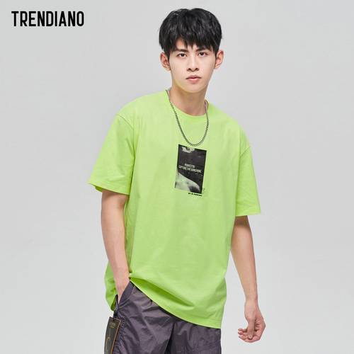 TRENDIANO 트렌디 유행 브랜드  신제품 신상 써머 여름용 남성의류 면 접착 도안 인쇄 반팔 티셔츠 T셔츠 남성