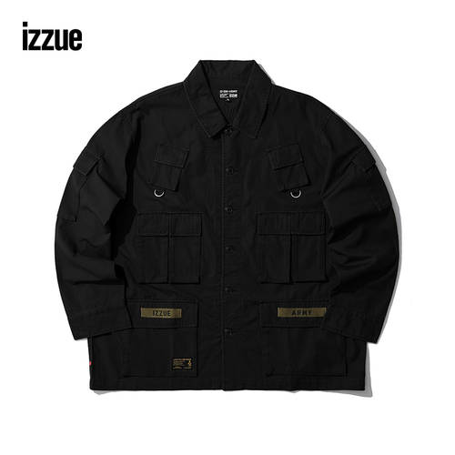 izzue 남성의류 칼라 넥 셔츠  가을 신제품 유행 개성있는 밀리터리 카고 스타일 8125F0F
