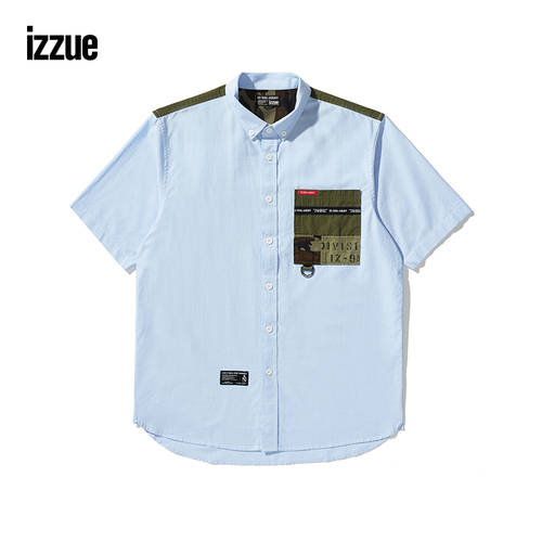 izzue 남성의류 반팔 셔츠  가을 개성있는 캐주얼 칼라 넥 조합 컬러 매칭 8316U0E