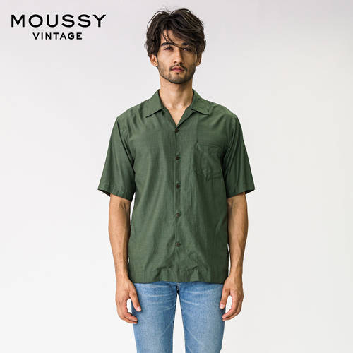 MOUSSY Vintage 남성의류  가을 신제품 칼라 넥 캐주얼 반팔 셔츠 025DAN30-5370