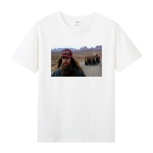 유럽 영화 굿즈 프린팅 포레스트 검프 긍정적 인 통과 트렌디 유행 브랜드 레트로 옷 순면 라운드 넥 반팔 반소매 티셔츠 T셔츠 남성 여름