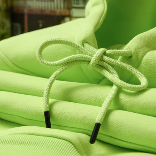 350g 형광 녹색 후드 맨투맨 여성용 아보카도 초록불 그린 패션 트렌드 벨벳 기모 커플 롱 소매 상단 남성용