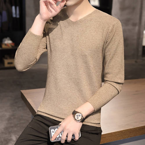 가을 스웨터 니트 남성용 V 얇은 칼라 제품 상품 한국 스타일 유행 트렌드 개성있는 코디하기 쉬운 올매치 케이블 바닥 니트 슬림핏 이너 가을옷