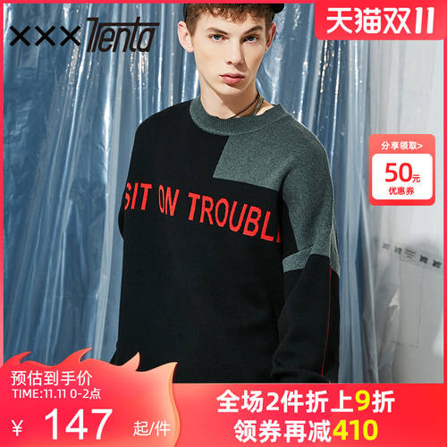 XXXTRENTA/SIT ON TROUBLE 남성용 편물 Shanqiu 지신 판 유행 브랜드 스웨터 니트 외투 아우터 루즈핏 봄