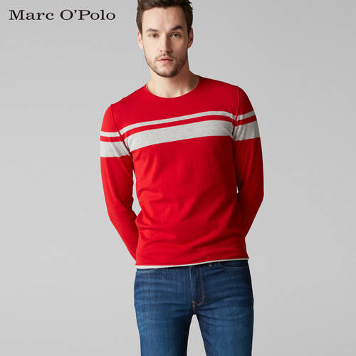 Marcopolo/MOP 가을 남자 라운드 칼라 퓨어 면 길이 소매 뜨개질 스웨터 셔츠 821503460246