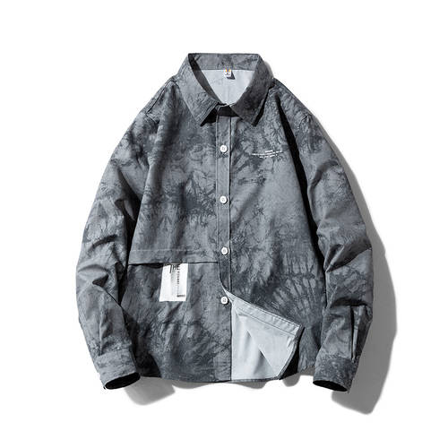【 TMALL 】 셔츠 남성  봄 아키히로 느슨한 여가 긴소매 상의 ins 유행 프린팅 가을 일본풍 셔츠 외투 아우터